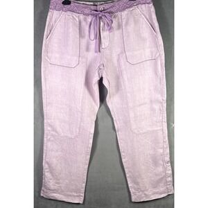 Anthropologie Laced Linen Lilac Pants by HEI HEI Women's 32 Roll Tab Hem